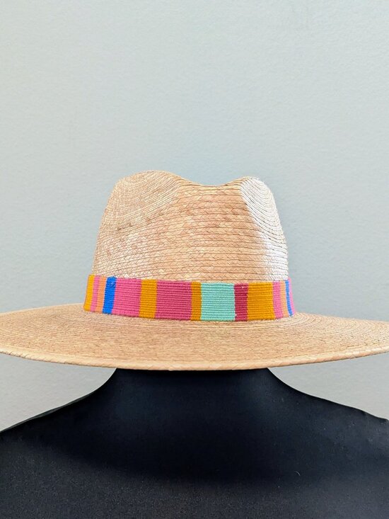 Sunshine Tienda Accessories - Sunshine Tienda Handmade Palm Leaf Sun Hat with Colorful Beaded/Woven Band